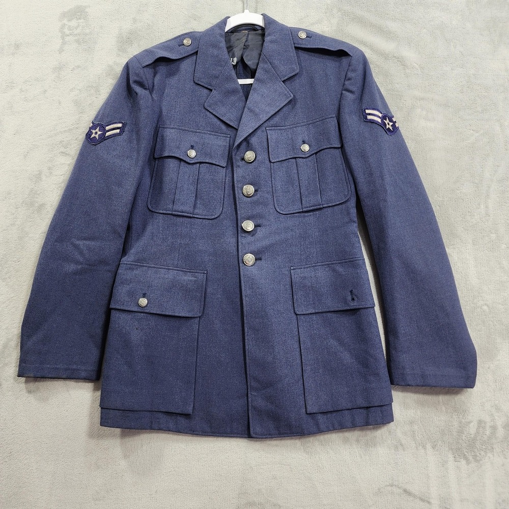 Vintage USAF Air Force Enlisted Service Dress Jacket 36 Blue 84 Wool Serge Coat